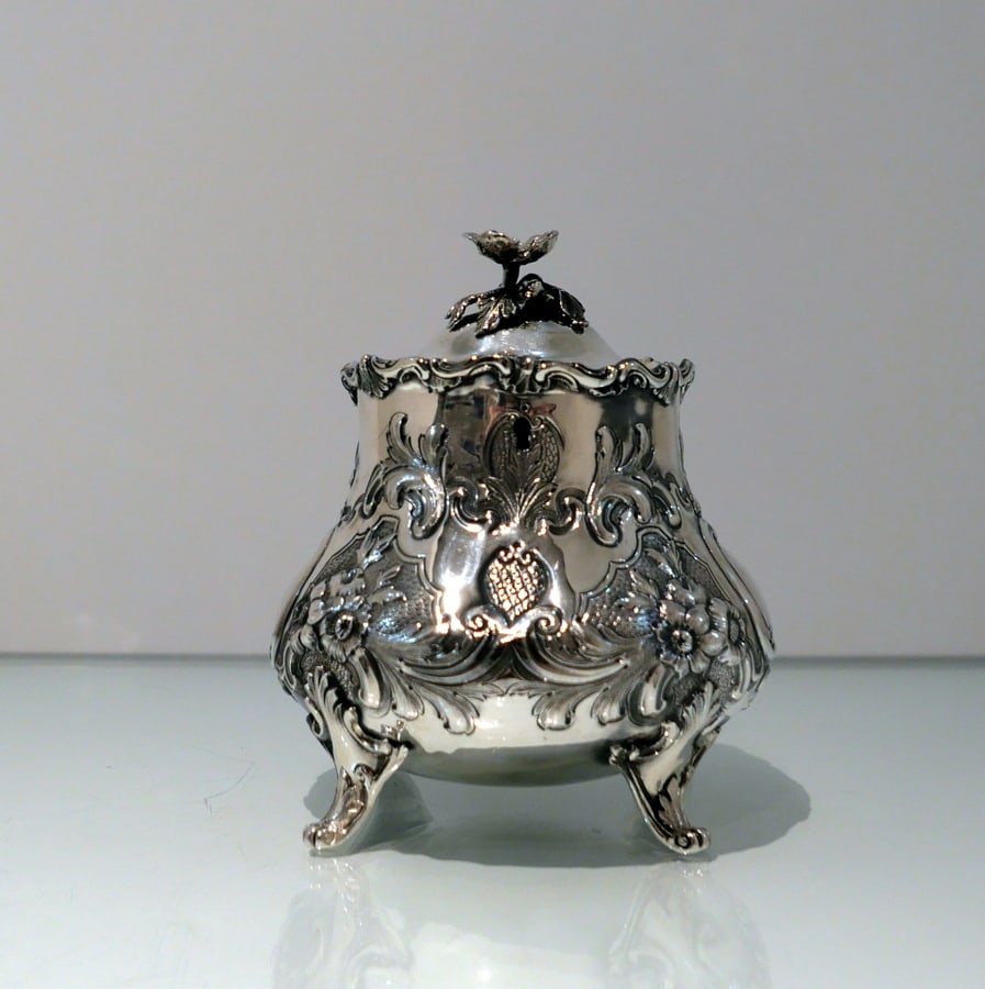 Mid 19th Century Antique Victorian Sterling Silver Tea Caddy London 1854 William Hunter (1 of 9)