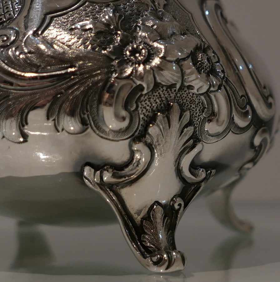 Mid 19th Century Antique Victorian Sterling Silver Tea Caddy London 1854 William Hunter - 8