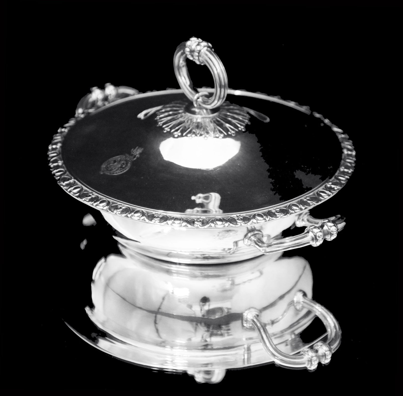 Odiot - 3pc. Antique French 19th Century 950 Sterling Silver Covered Vegetable Server - LIKE NEW ! - 2