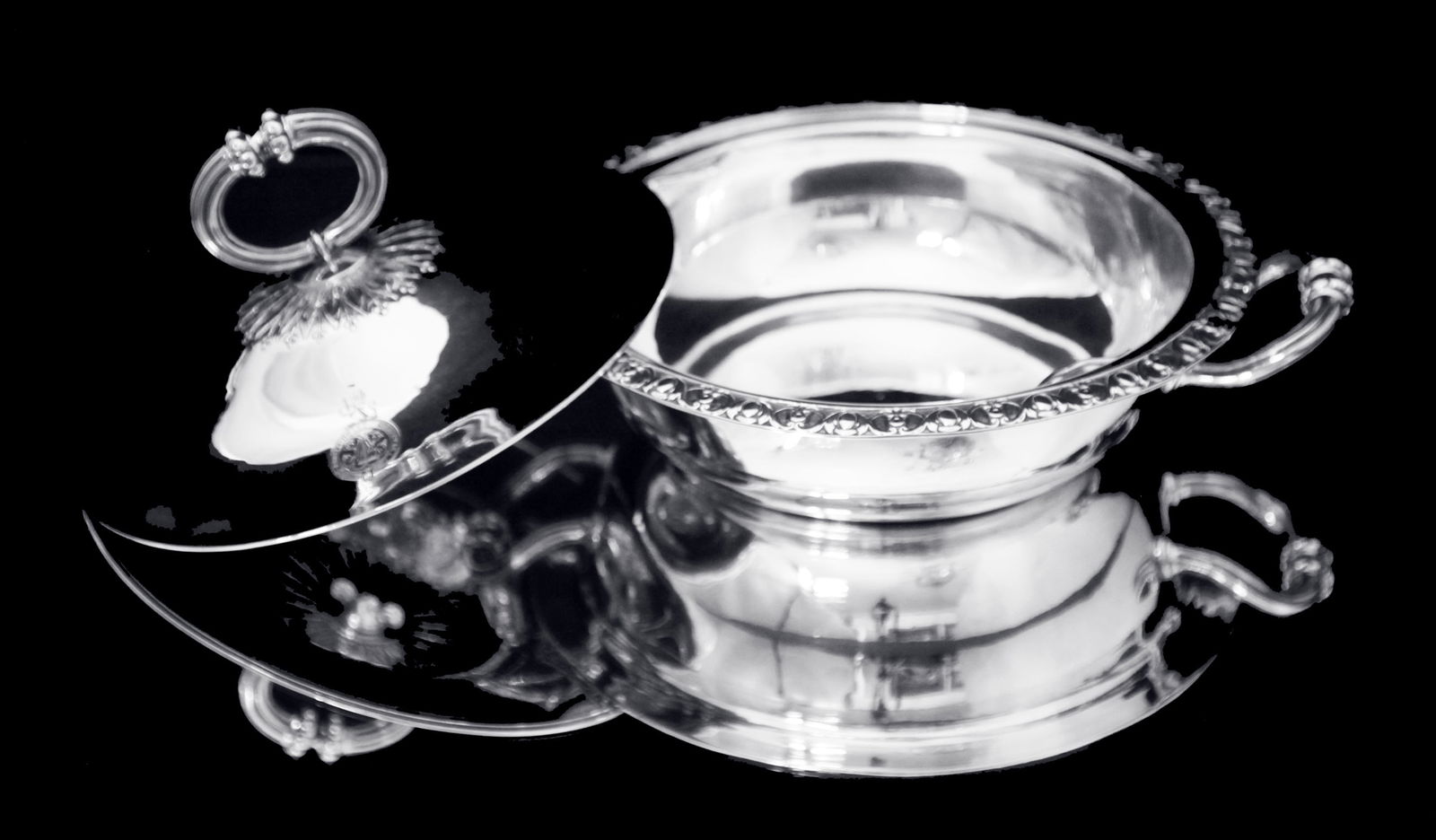 Odiot - 3pc. Antique French 19th Century 950 Sterling Silver Covered Vegetable Server - LIKE NEW ! - 3