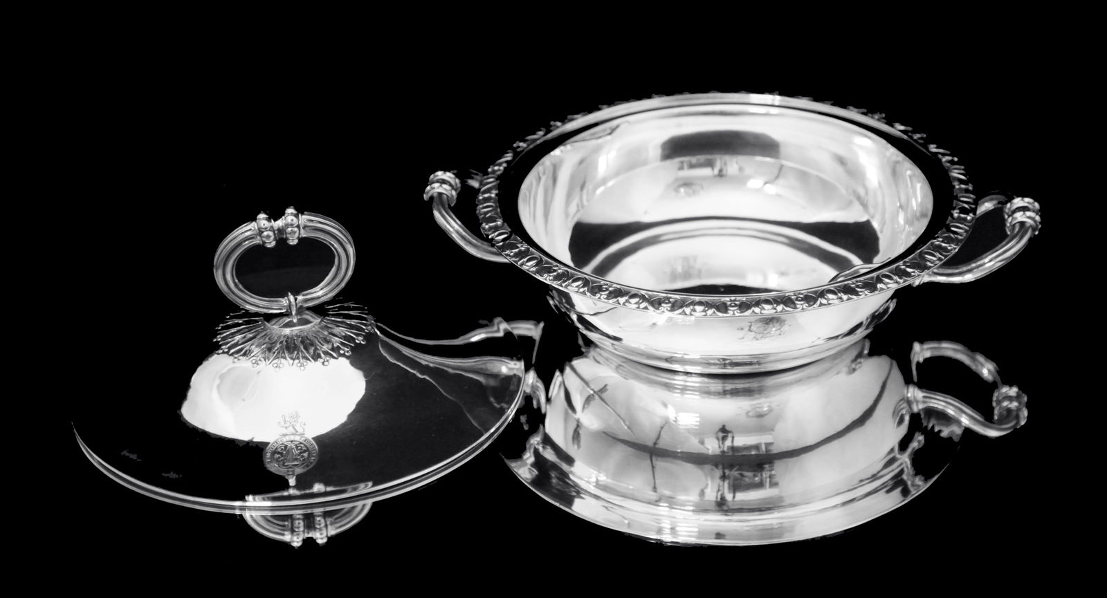 Odiot - 3pc. Antique French 19th Century 950 Sterling Silver Covered Vegetable Server - LIKE NEW ! - 4