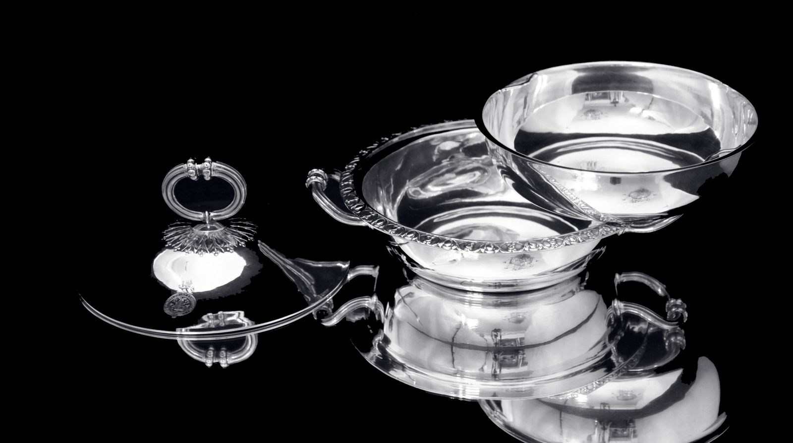 Odiot - 3pc. Antique French 19th Century 950 Sterling Silver Covered Vegetable Server - LIKE NEW ! - 5