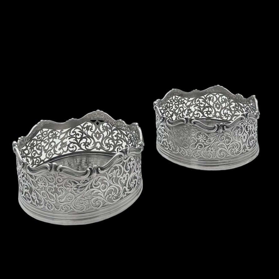 Early 19th Century Antique Victorian Silver Pair Wine Coasters London 1838 Robert Garrard - 2