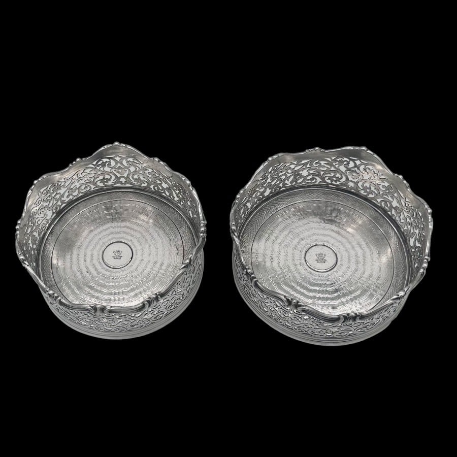 Early 19th Century Antique Victorian Silver Pair Wine Coasters London 1838 Robert Garrard - 3