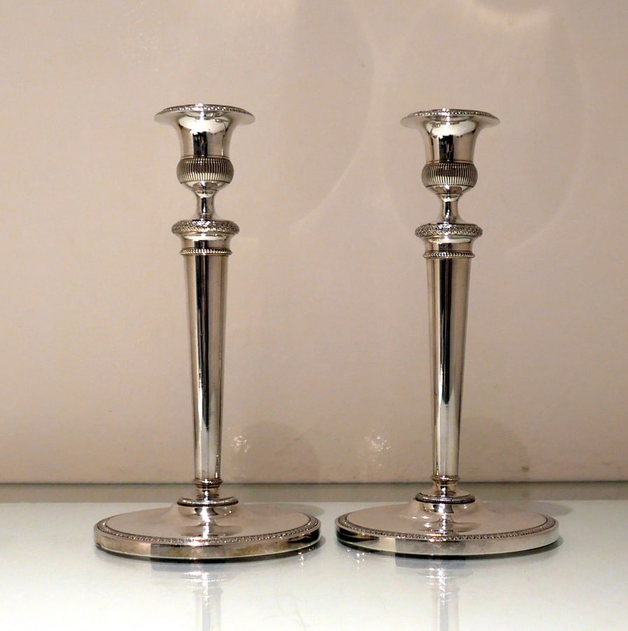 Early 19th Century Antique Italian Pair Silver Candlesticks Milan Circa 1820 Eugenio Brusa (1 of 14)