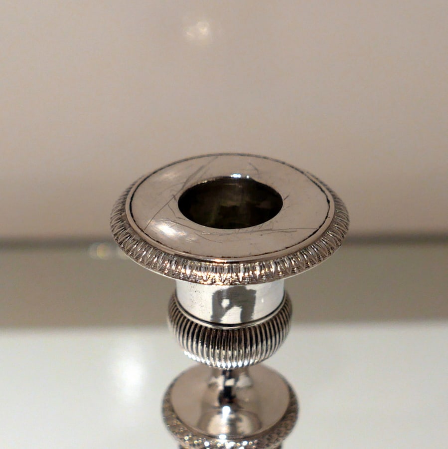 Early 19th Century Antique Italian Pair Silver Candlesticks Milan Circa 1820 Eugenio Brusa - 5