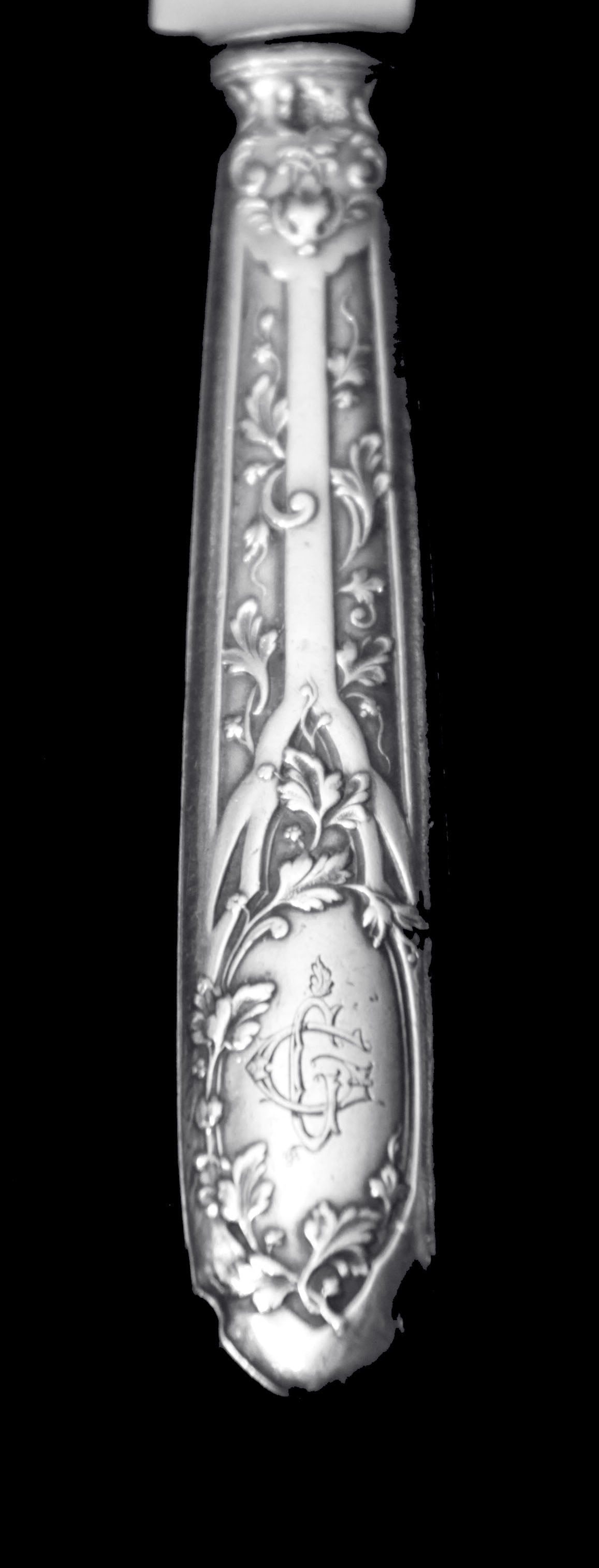 Puiforcat (Hermes) - 170pc. Art Nouveau Antique French 950 Sterling Silver & Vermeil Flatware Set ! - 18