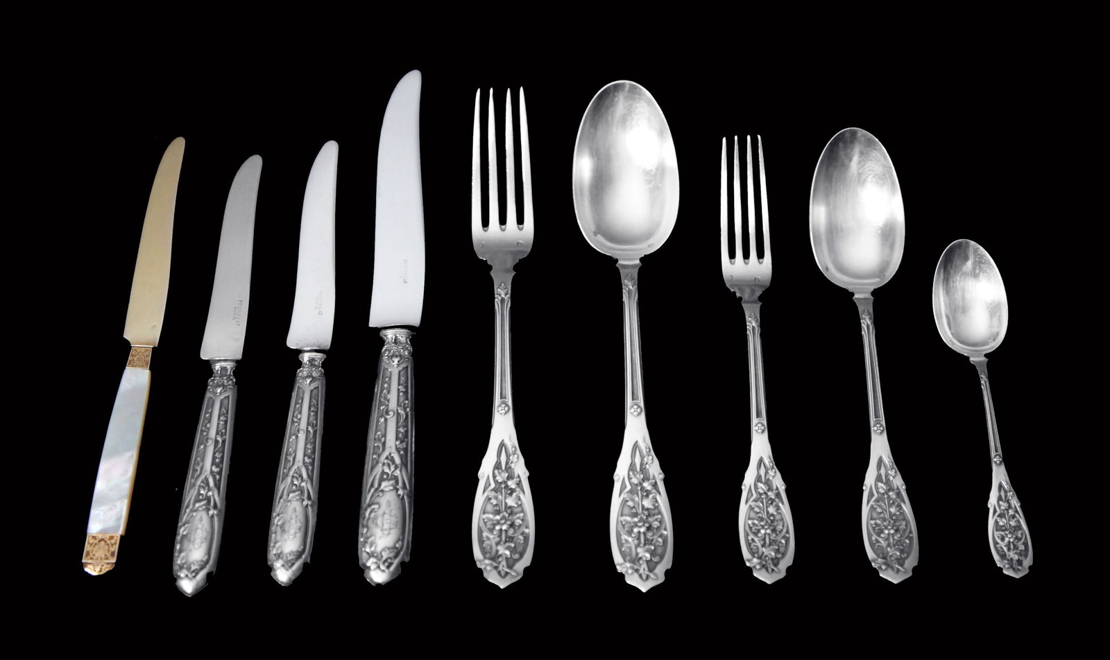 Puiforcat (Hermes) - 170pc. Art Nouveau Antique French 950 Sterling Silver & Vermeil Flatware Set ! (1 of 19)