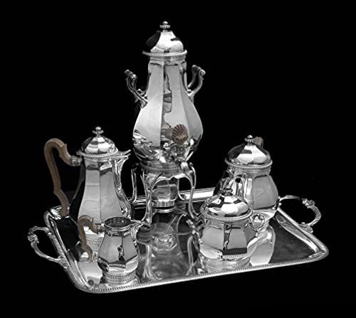 TETARD FRERES ANTIQUE ART DECO 6pc STERLING SILVER TEA SET, SERVING TRAY & WRAPS (1 of 9)