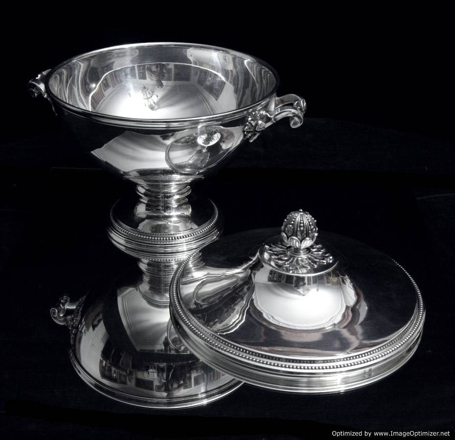 TETARD - ANTIQUE FRENCH STERLING SILVER TUREEN,1850-1899, Bowls,19th Century - 4