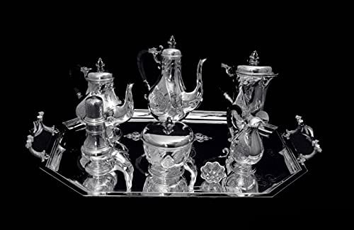 CHRISTOFLE (CARDEILHAC) - 10pc ANTIQUE 950 STERLING SILVER RENAISSANCE TEA / COFFEE SET: Title: CHRISTOFLE (CARDEILHAC) - 10pc ANTIQUE 950 STERLING SILVER RENAISSANCE TEA / COFFEE SET Description:Direct from Paris, A Magnificent 10pc. Sterling Silver Tea / Coffee Set by France's Premier S