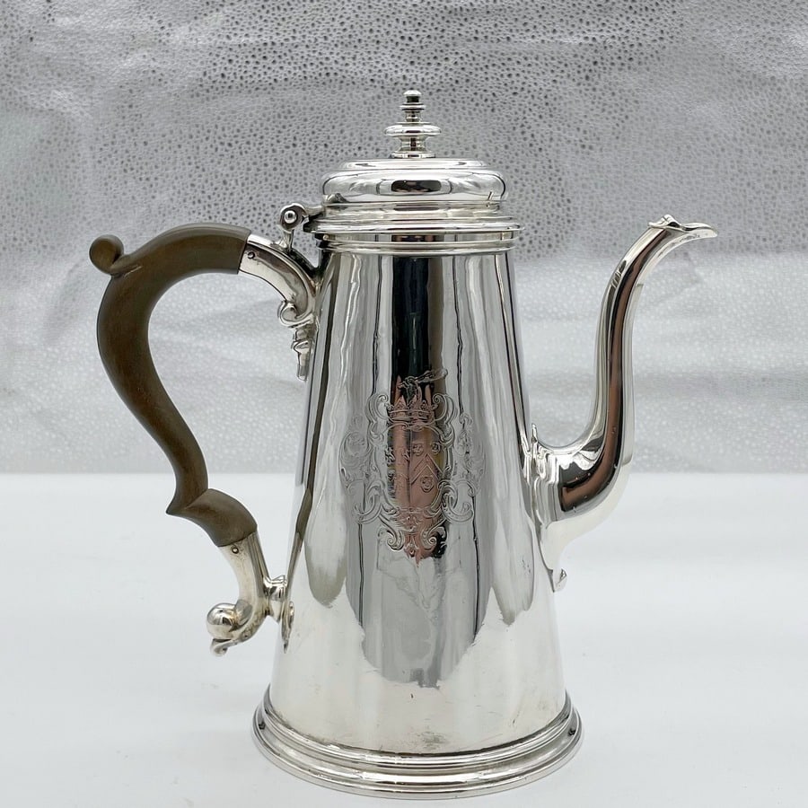 Early 18th Century Antique George II Silver Coffee Pot London 1737 John Swift - 2