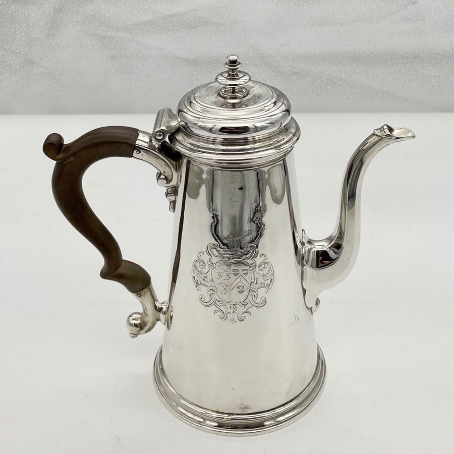 Early 18th Century Antique George II Silver Coffee Pot London 1737 John Swift - 3