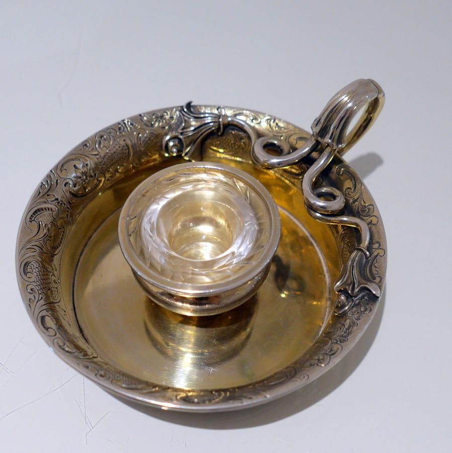 Early 19th Century Antique Victorian Sterling Silver-Gilt Inkwell London 1837 John Tapley (1 of 10)