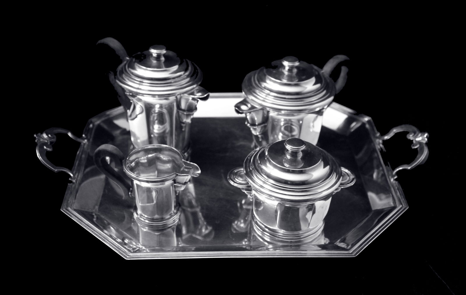 Christofle - 5pc. Original French Art Deco Sterling Silver Tea Set, 1920s - MINT ! - 2