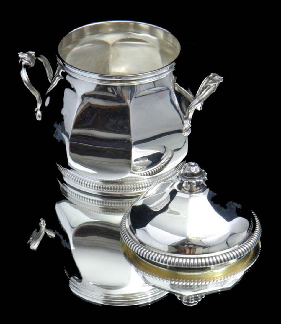 TETARD 6pc ORIGINAL FRENCH ART DECO STERLING SILVER TEA SET + TRAY, 1900-1940 - 11