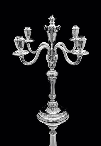 TETARD FRERES - TWO LOUIS XV 4-CANDLE CANDELABRA IN 950 STERLING SILVER - 1905 ! - 2