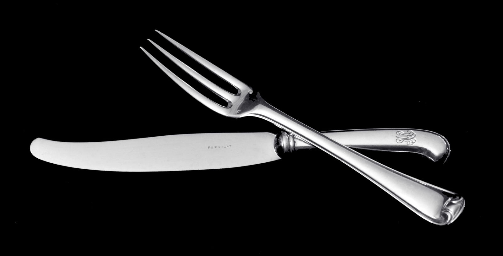 Puiforcat (Hermes) - 140pc. Antique French Sterling Silver & Vermeil Flatware Set, Mazarin Pattern. - 2