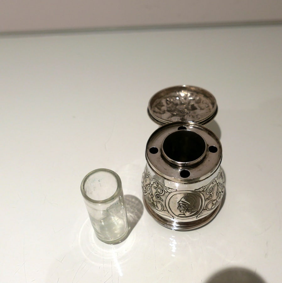 19th Century Antique Victorian Sterling Silver Inkwell London 1859 William Smily - 9