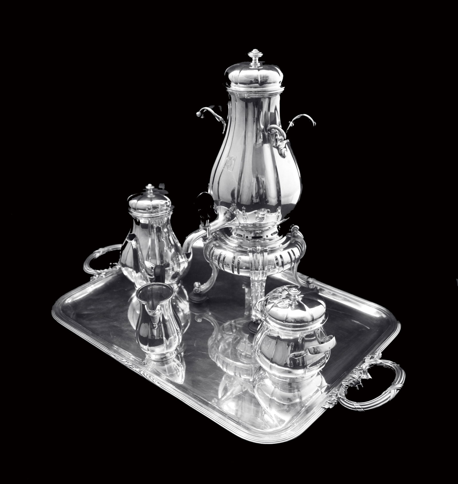 Cardeilhac: Magnificent 5pc. French Antique Sterling Silver Tea Set with Puiforcat Sterling Silver - 3