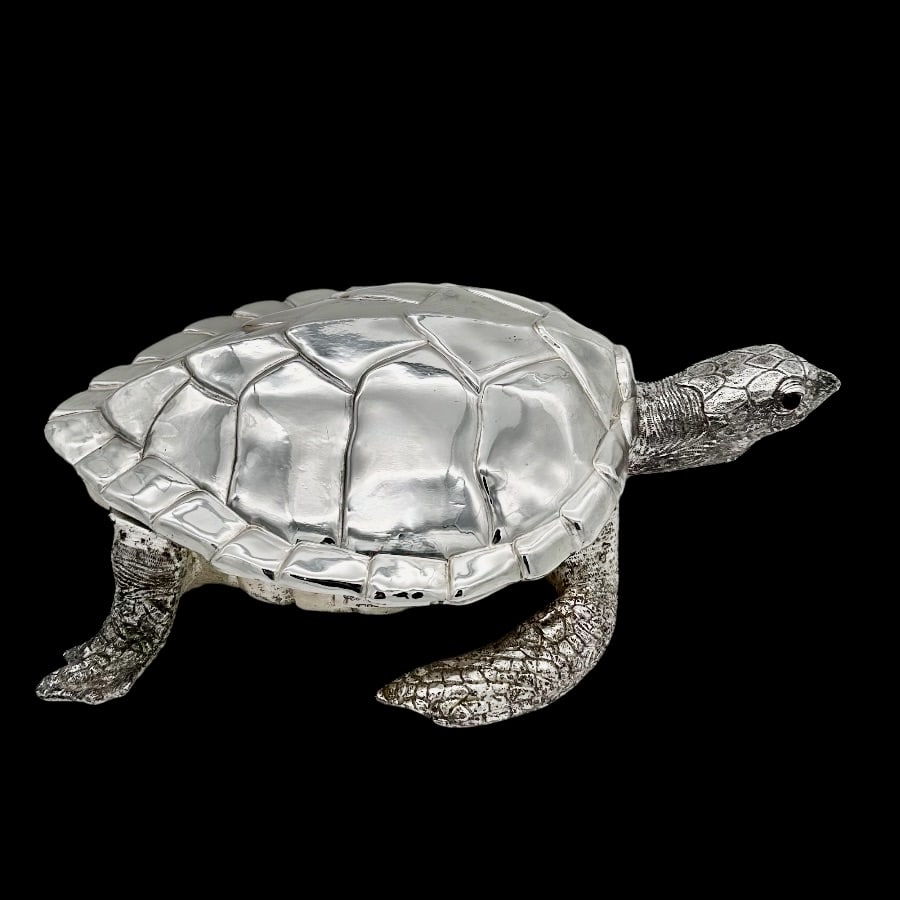 Mid 20th Century Modern Silverplate Large Turtle Box Circa 1950 (1 of 12)
