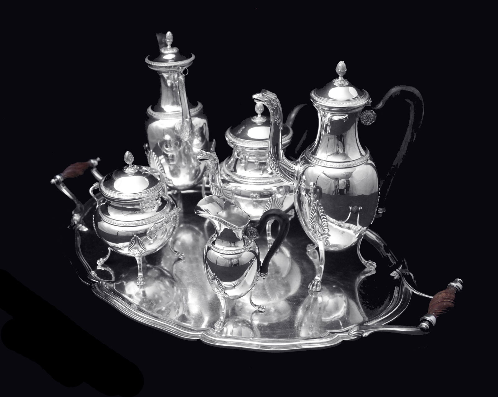 Puiforcat (Hermes) - Stunning 6pc. Antique French Sterling Silver Tea Set, Empire Style, No - 2