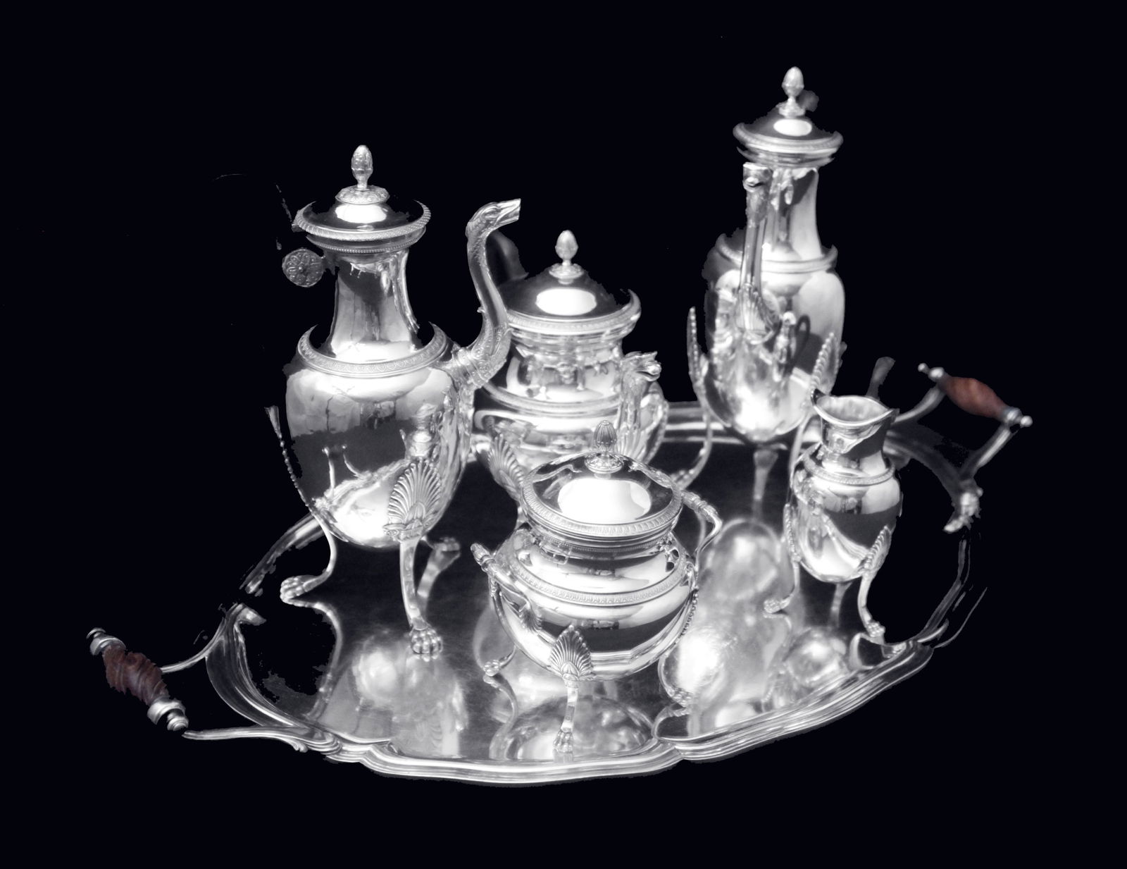 Puiforcat (Hermes) - Stunning 6pc. Antique French Sterling Silver Tea Set, Empire Style, No - 3
