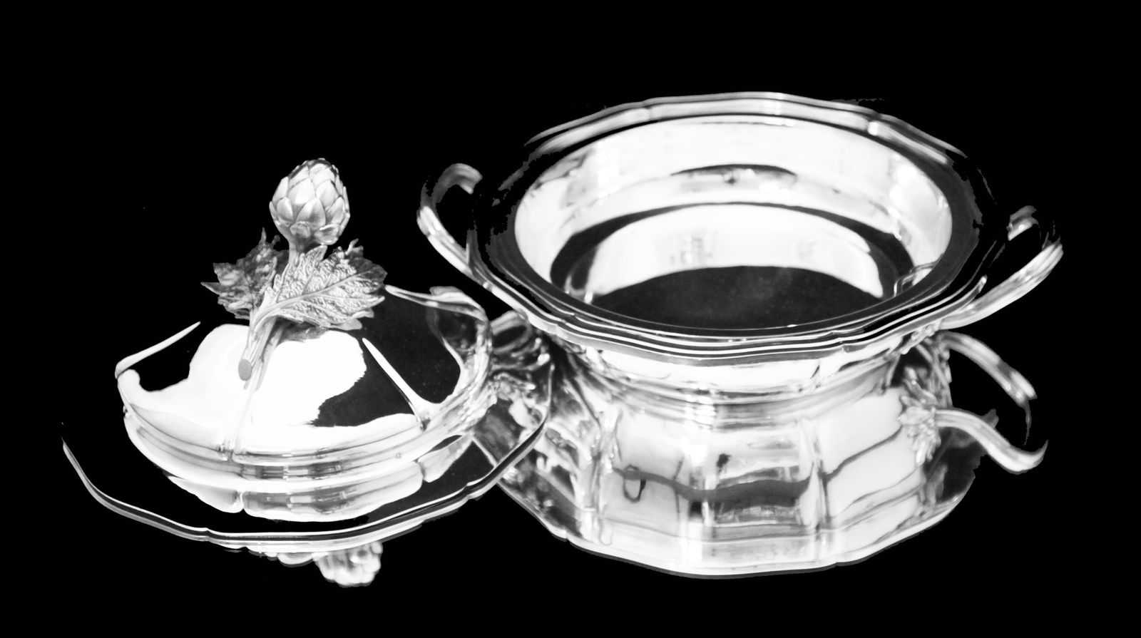 Odiot - 3pc. Antique French 19th Century 950 Sterling Silver Covered Vegetable Server - MINT ! - 4