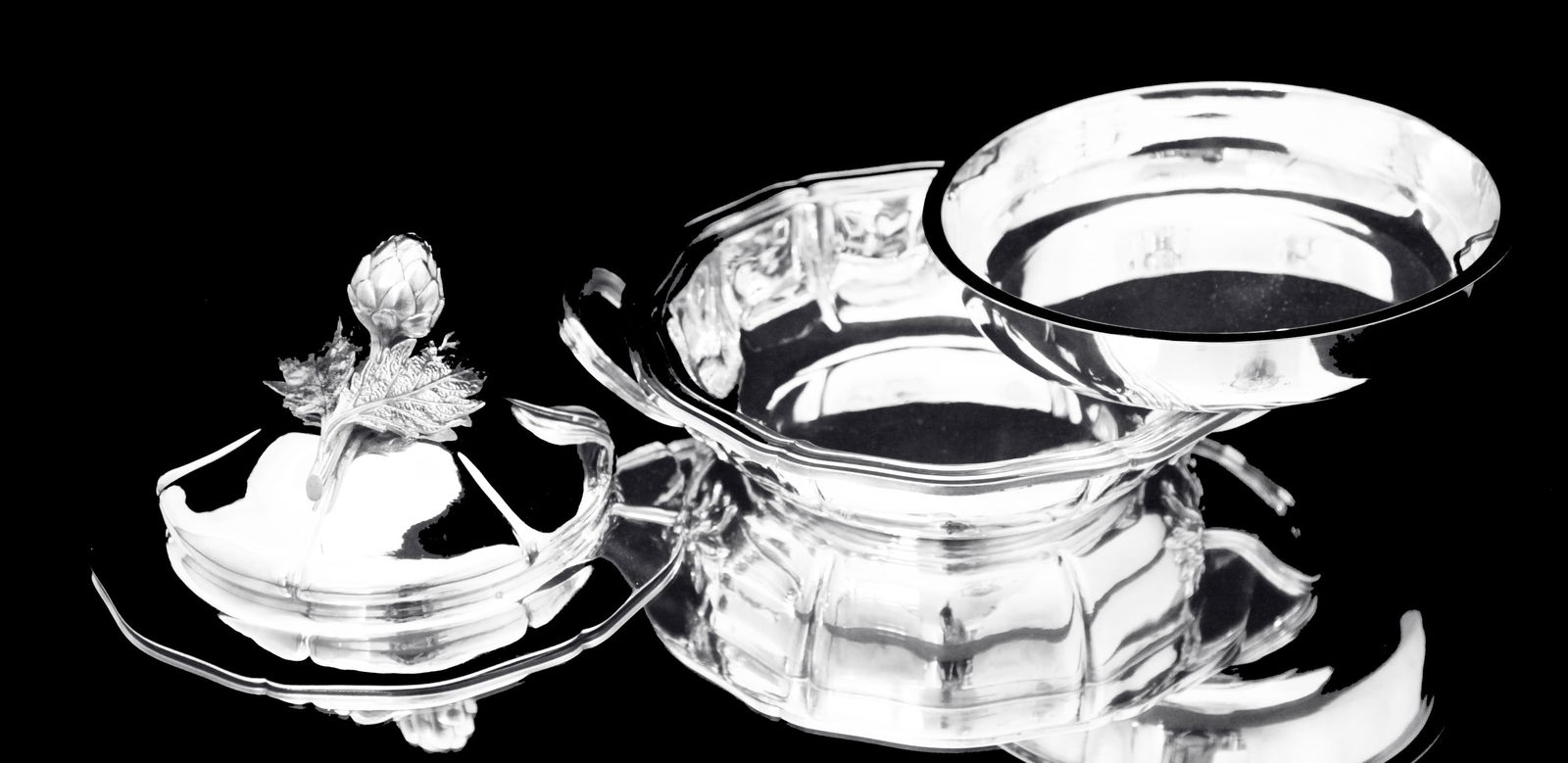 Odiot - 3pc. Antique French 19th Century 950 Sterling Silver Covered Vegetable Server - MINT ! - 5