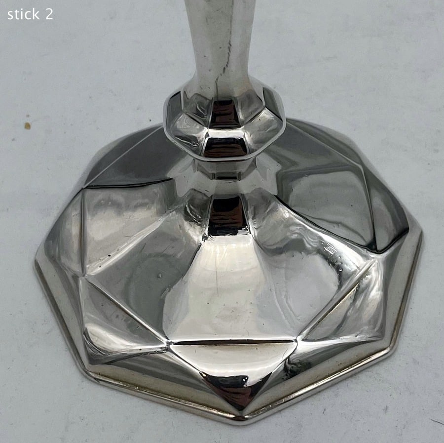 Early 18th Century Antique Queen Anne Britannia Silver Pair Octagonal Candlesticks London 1713 - 11