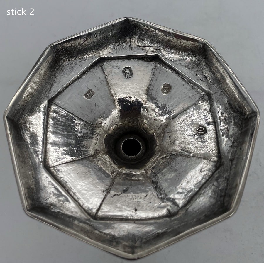 Early 18th Century Antique Queen Anne Britannia Silver Pair Octagonal Candlesticks London 1713 - 12