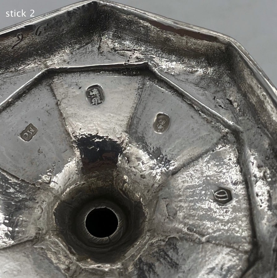 Early 18th Century Antique Queen Anne Britannia Silver Pair Octagonal Candlesticks London 1713 - 13