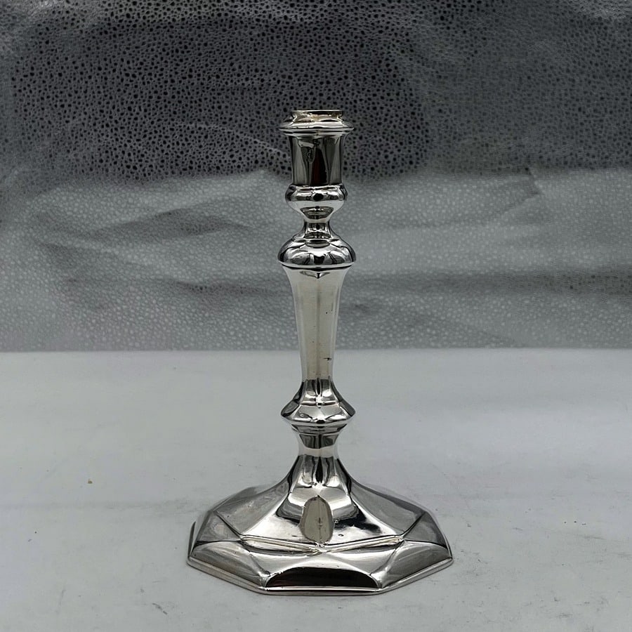 Early 18th Century Antique Queen Anne Britannia Silver Pair Octagonal Candlesticks London 1713 - 3