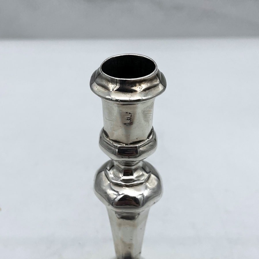 Early 18th Century Antique Queen Anne Britannia Silver Pair Octagonal Candlesticks London 1713 - 5