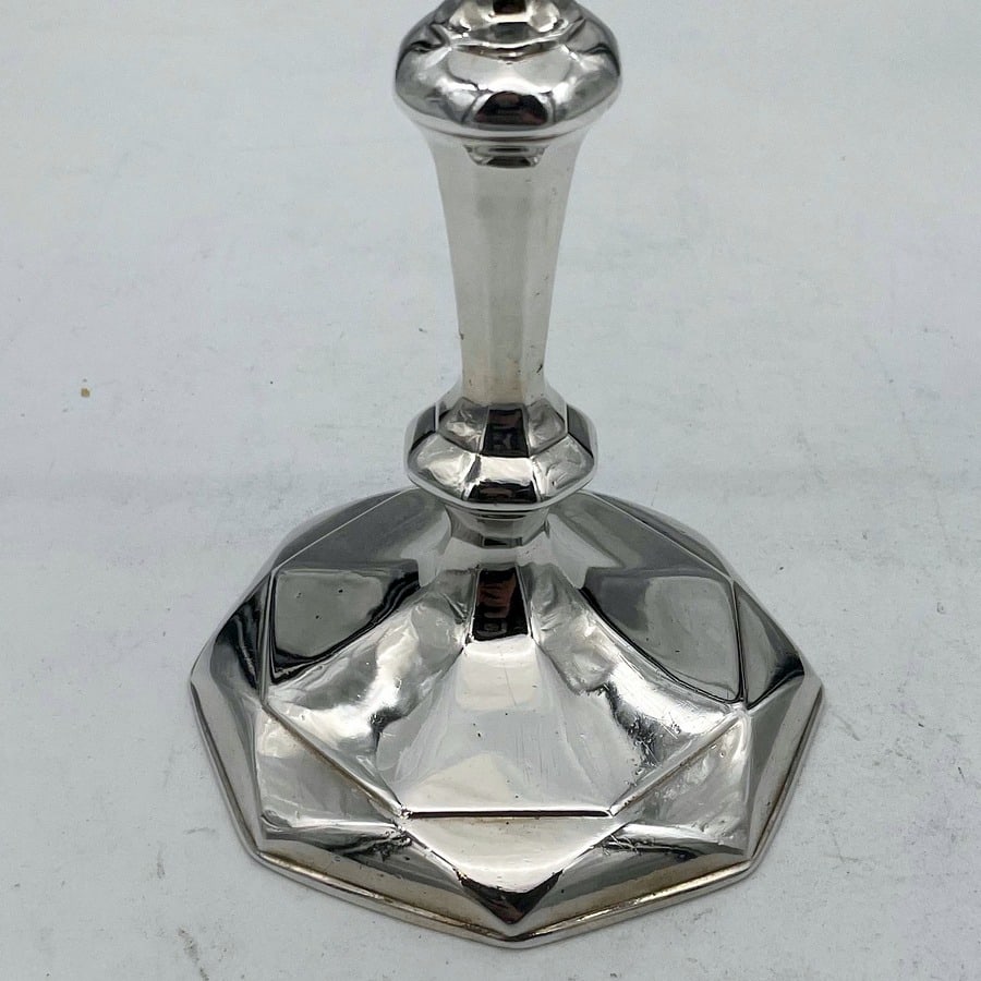 Early 18th Century Antique Queen Anne Britannia Silver Pair Octagonal Candlesticks London 1713 - 6