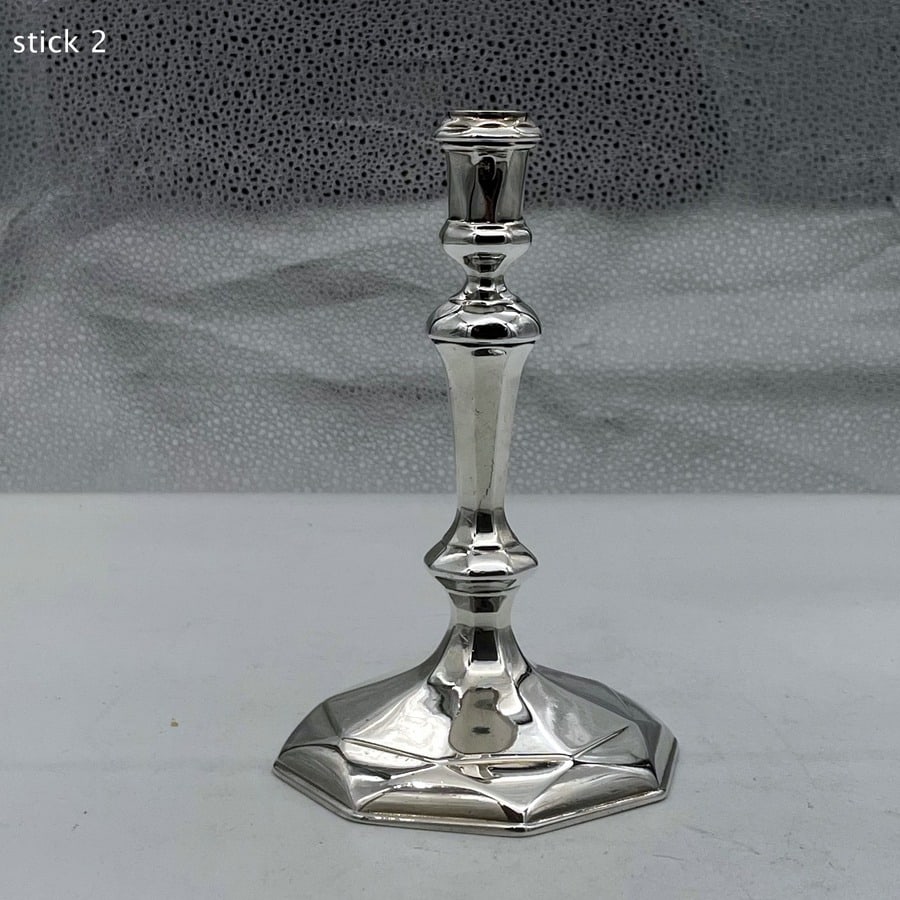 Early 18th Century Antique Queen Anne Britannia Silver Pair Octagonal Candlesticks London 1713 - 9