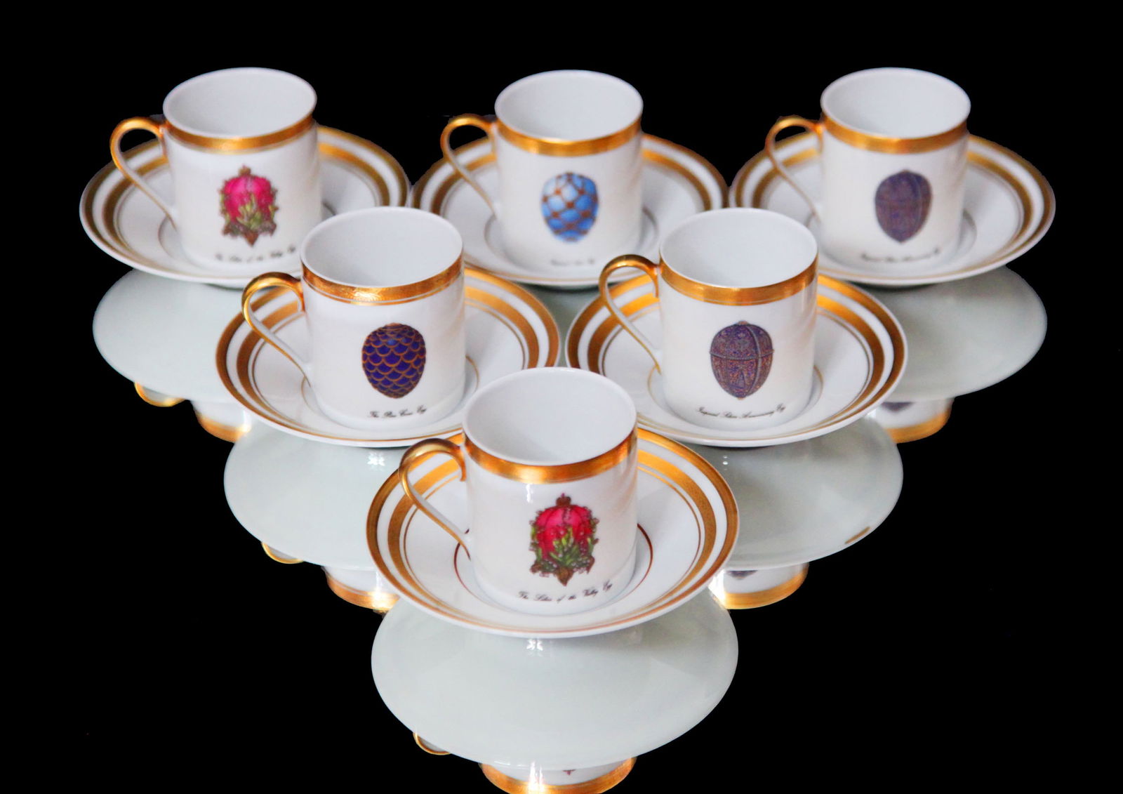 BOIN-TABURET, FABERGE - 8pc. FRENCH ANTIQUE 950 STERLING SILVER TEA SET + 6 FABERGE ESPRESSO CUPS ! - 4