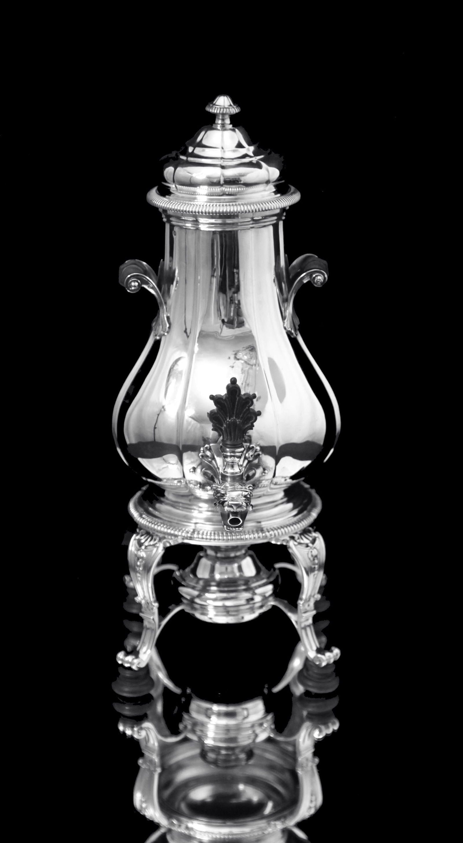 BOIN-TABURET, FABERGE - 8pc. FRENCH ANTIQUE 950 STERLING SILVER TEA SET + 6 FABERGE ESPRESSO CUPS ! - 5