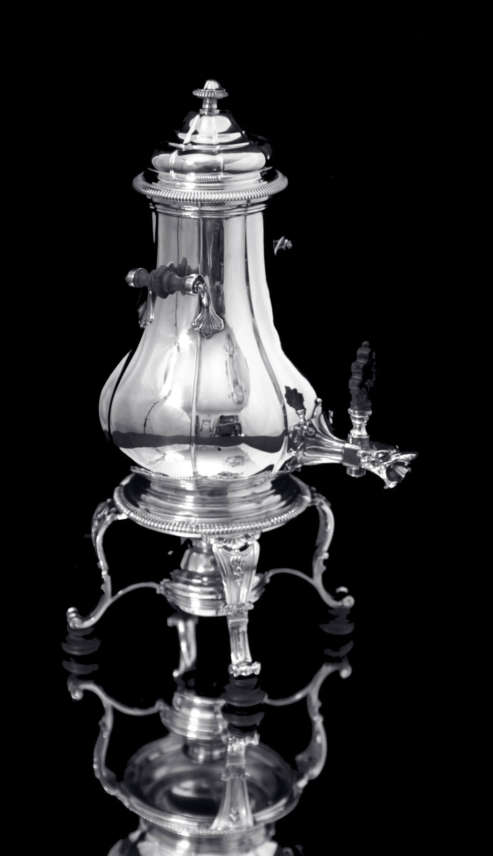 BOIN-TABURET, FABERGE - 8pc. FRENCH ANTIQUE 950 STERLING SILVER TEA SET + 6 FABERGE ESPRESSO CUPS ! - 6