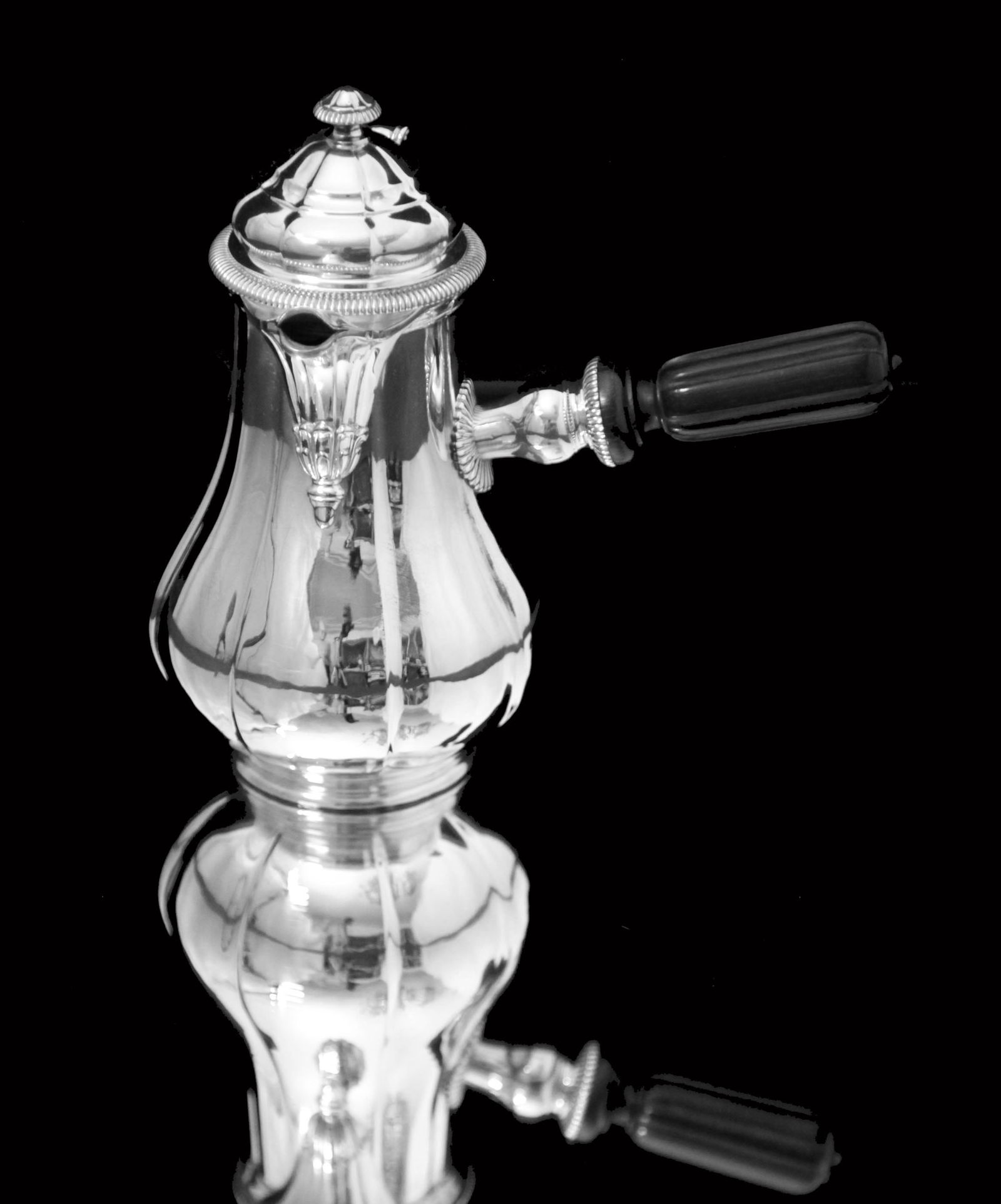 BOIN-TABURET, FABERGE - 8pc. FRENCH ANTIQUE 950 STERLING SILVER TEA SET + 6 FABERGE ESPRESSO CUPS ! - 9