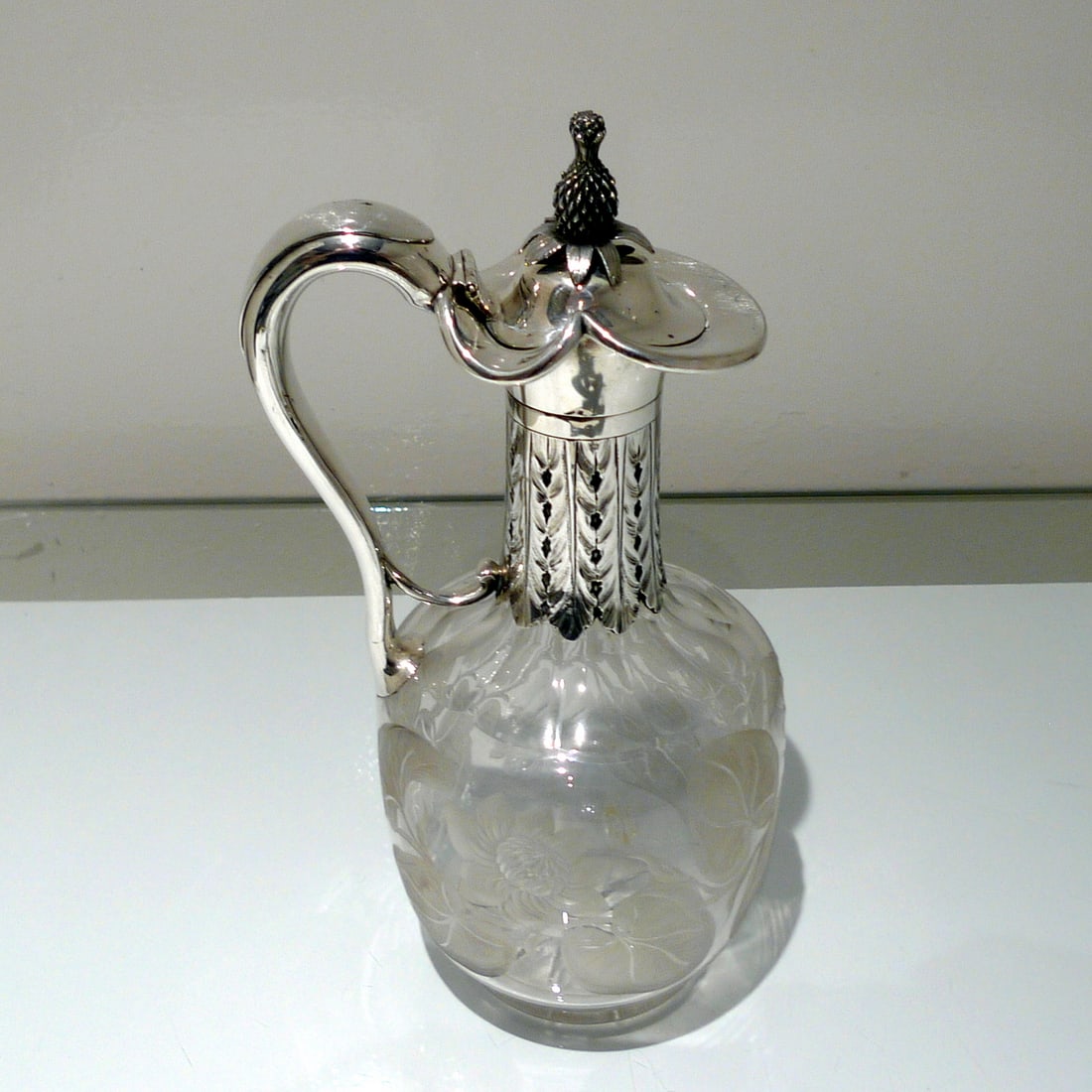 19th Century Antique Victorian Sterling Silver & Crystal Claret Jug London 1859 George Richards & - 3