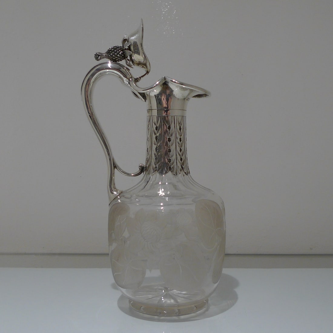 19th Century Antique Victorian Sterling Silver & Crystal Claret Jug London 1859 George Richards & - 7