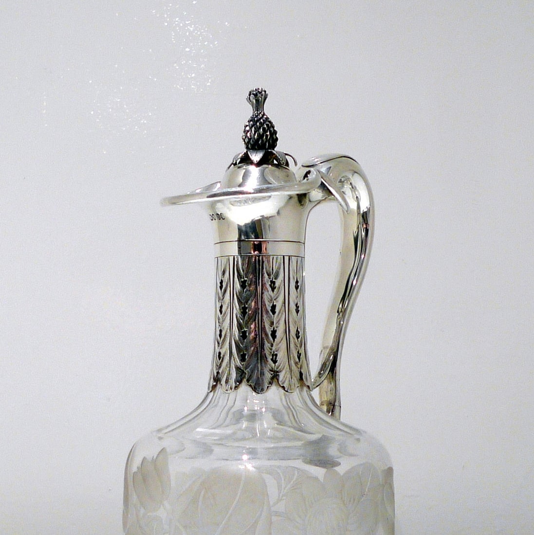 19th Century Antique Victorian Sterling Silver & Crystal Claret Jug London 1859 George Richards & - 9