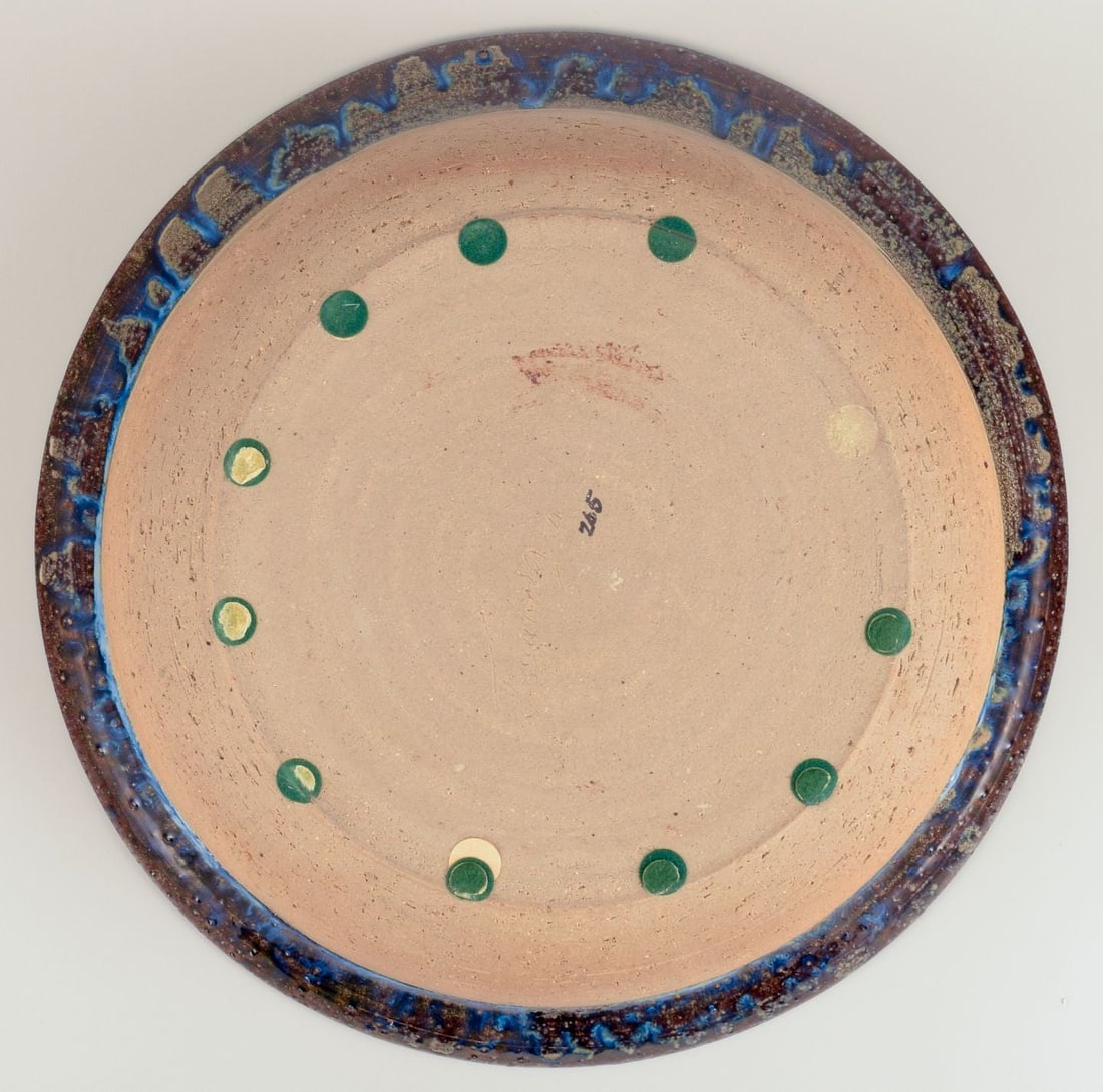 Frank Tromborg, Danish ceramist. Own workshop. Colossal ceramic bowl in bluish hues. - 7