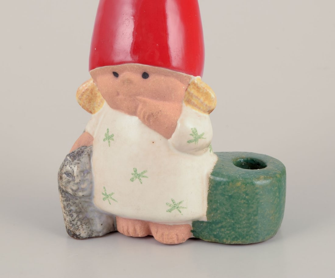 Lisa Larson for Gustavsberg. Candlestick holder. Girl elf and cat. Late 20th C. - 3