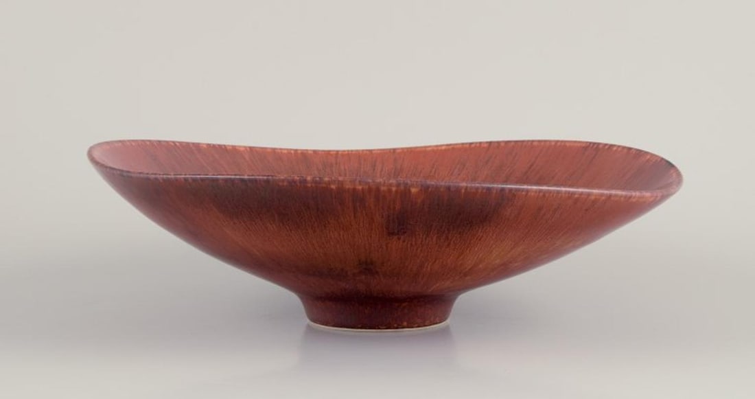 Carl Harry Stålhane for Rörstrand, Sweden. Large ceramic bowl with glaze in brown tones. - 2