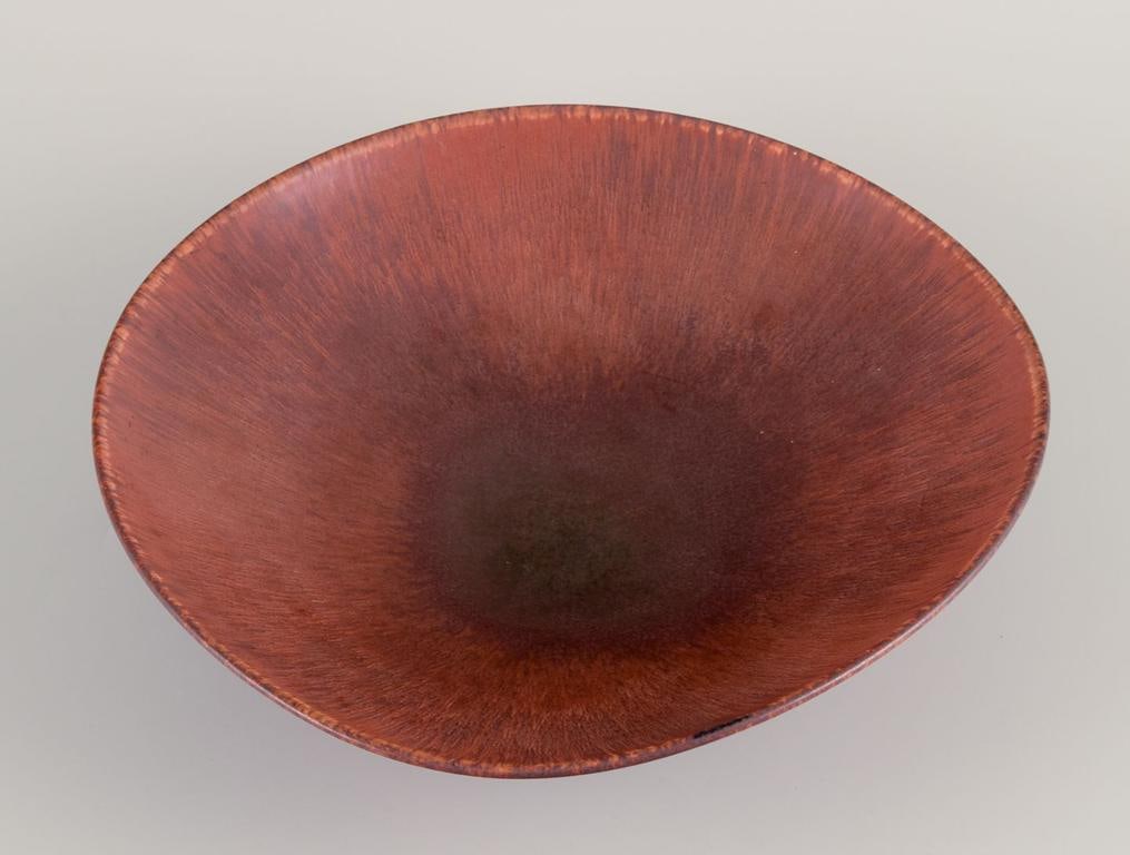 Carl Harry Stålhane for Rörstrand, Sweden. Large ceramic bowl with glaze in brown tones. - 4