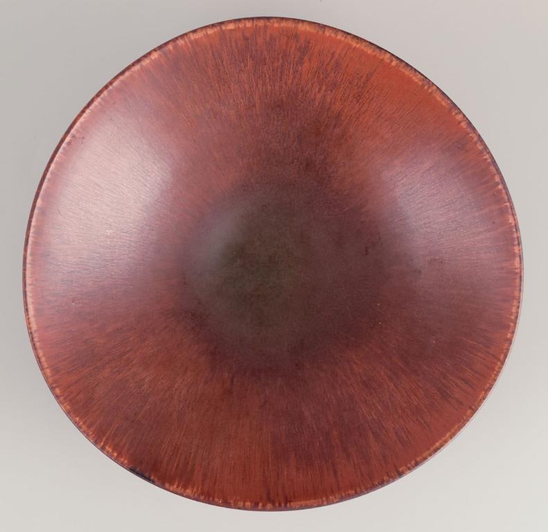 Carl Harry Stålhane for Rörstrand, Sweden. Large ceramic bowl with glaze in brown tones. - 5