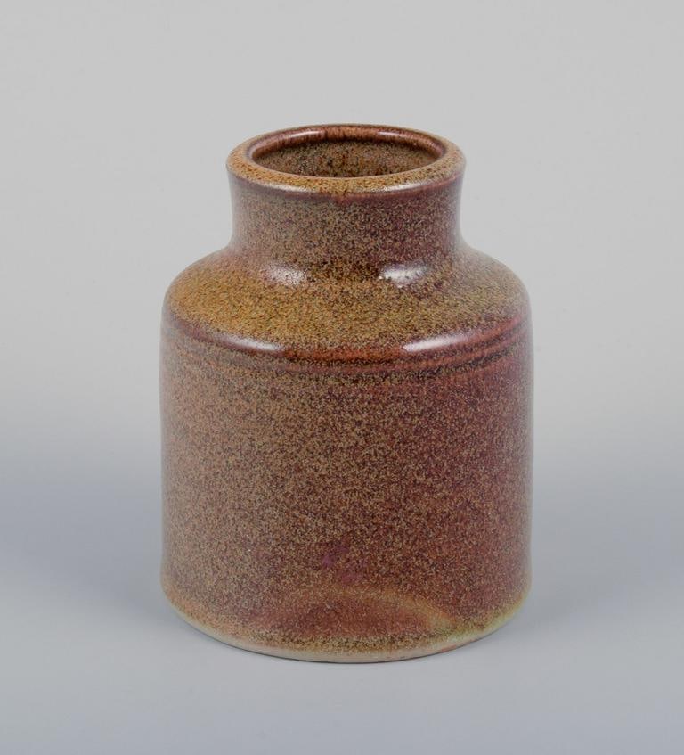 Kuch Keramik, Germany. Three unique ceramic vases. Glaze in sandy tones. 1980s. - 6