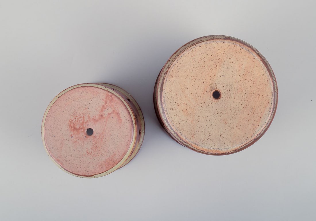Kuch Keramik, Germany. Two unique ceramic plant pot covers. 1980s - 8
